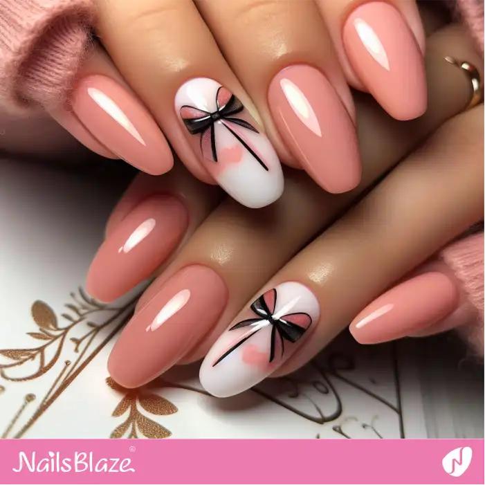 Peach Fuzz Nails Simple Bow Design | Color of the Year 2024 - NB1959